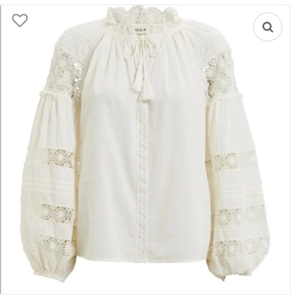 Ulla Johnson Gemma Blouse White Cotton Lace Tassel Size 4 EUC